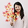 秋装飾　紅葉[もみじ]枝　オレンジレッド　L60cm 6本セット