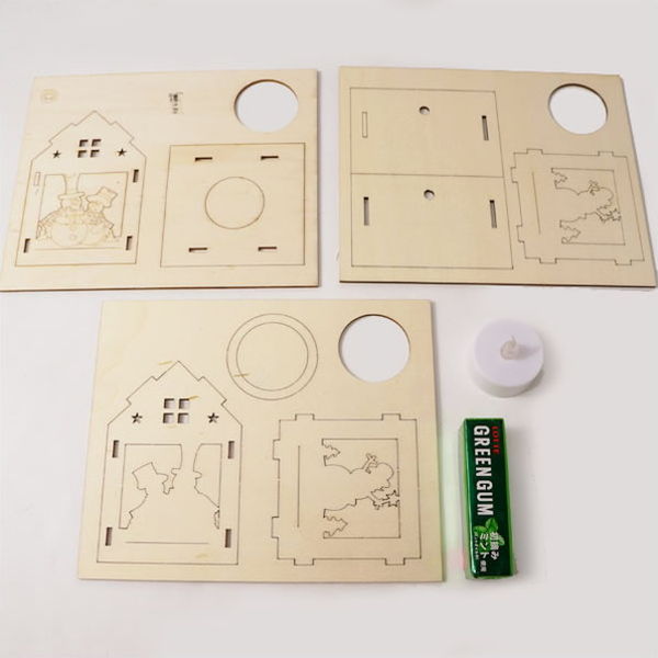 クリスマス手作り工作キット 木のお絵かきスノーマンのおうち LEDライト付き～【イベントグッズ・イベント用品】