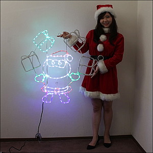 LEDチューブライト　サンタ＆プレゼントボックス　H85cm