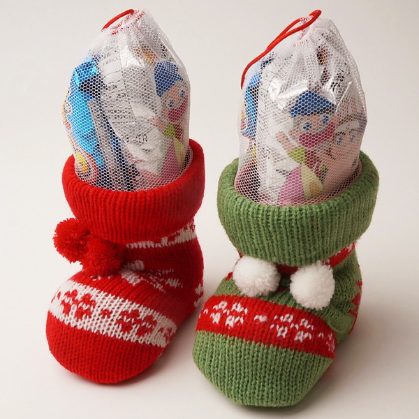 クリスマスお菓子 ニットブーツ 50個 ブーツ高9cm 【クリスマス・景品・粗品・プレゼント】～【イベントグッズ・イベント用品】