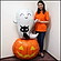 装飾用ハロウィンバルーン　かぼちゃに乗ったオバケと黒猫　H140cm