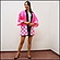 カラー市松柄ハッピ　フリーサイズ　ピンク　身巾65cm×身丈80cm
