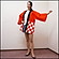 カラー市松柄ハッピ　赤　身巾66cm×身丈80cm