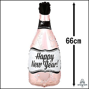正月装飾バルーン　ピンクゴールド　シャンパンボトル　H66cm　５枚セット