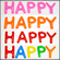 アルファベット　POPバルーン　カラフルで「HAPPY」