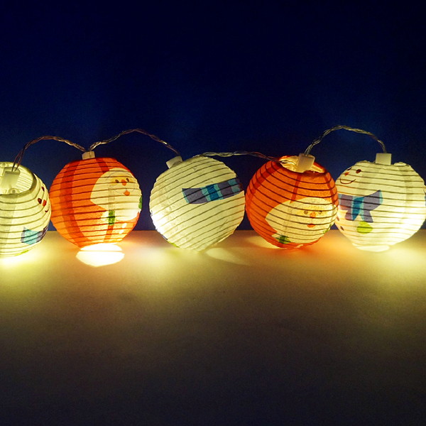 クリスマス装飾 LEDペーパーランタンライト(サンタ＆スノーマン)提灯 L160cm～【イベントグッズ・イベント用品】