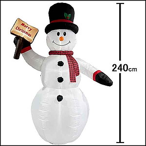クリスマスエアブロー装飾　サインボードスノーマン　H240cm