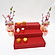 ひな祭り店舗装飾　紙製ひな段ディスプレイ1台と桃ラッピングポット2個セット
