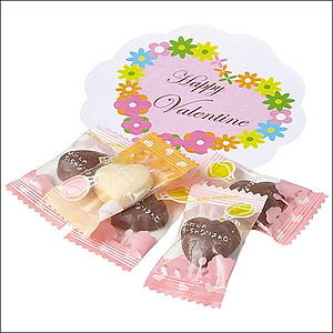 バレンタイン　義理チョコハートパック（ハートチョコ５粒入り）　×25個